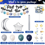 First trip Around the Sun Birthday Decorations -58pcs Outer Space 1st