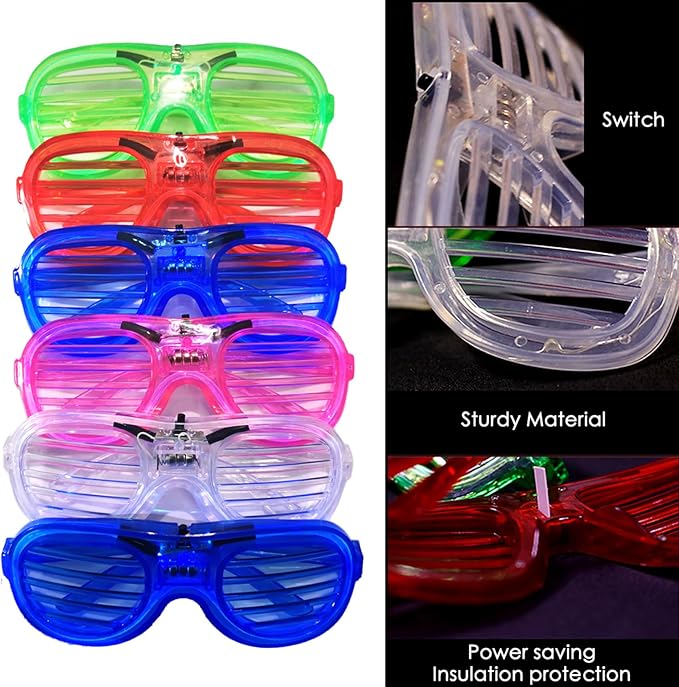70 Packs LED Glasses 5 Neon Colors glow in the dark party supplies
