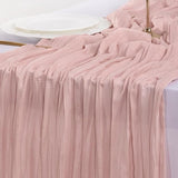 15pcs Pink Cheesecloth Table Runner Valentine's Day Boho Rustic