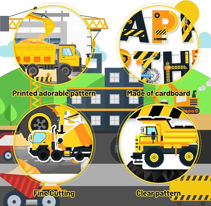 Construction Birthday Party Supplies & Decorations Kit with