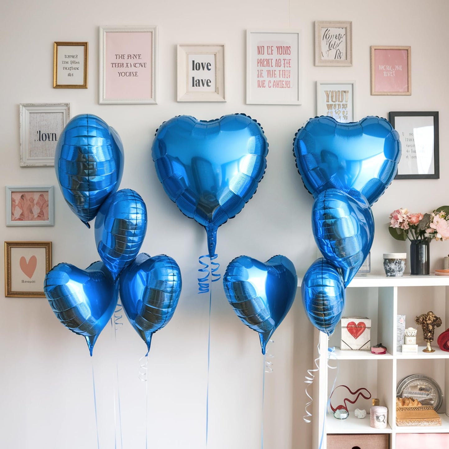 Blue Heart Balloons, 19PCS Blue Heart Shape Balloons, 18Inch with