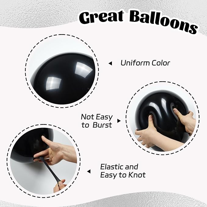 60pcs Black and Silver Balloons 12inch, Black and White Balloons with
