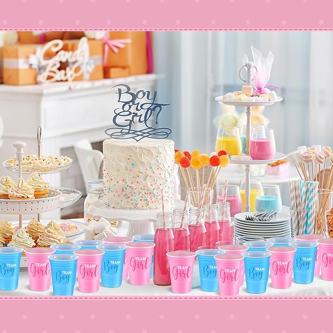 30 Pcs Gender Reveal Plastic Blue Pink Cups Gender Reveal Cups