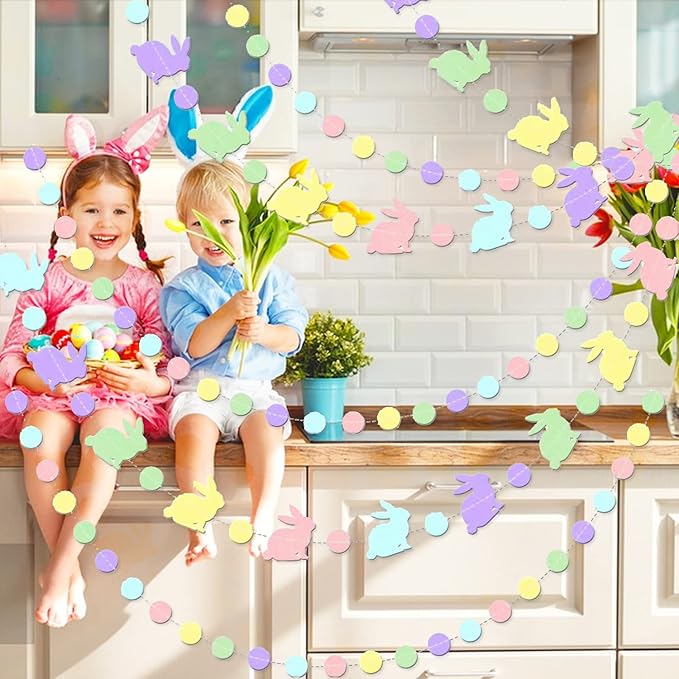 Easter Garland Bunny Hanging Garland Easter Bunny Banner Rabbit