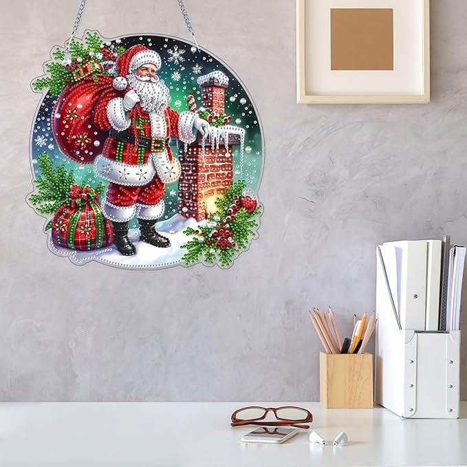 VODAPYC Christmas Diamond Art Hanging Kit for Adults, DIY Double