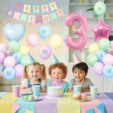 3rd Birthday Decoration for Girls Easter Pastel Rainbow Macaron 3rd