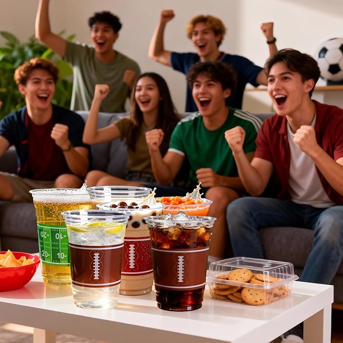 Football Cups Football Party Decorations 50Pcs 16oz Disposable Game