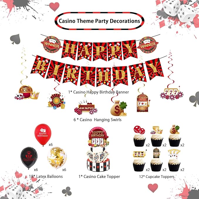 Casino Theme Party Decorations for Men Women Las Vegas Party