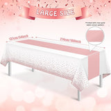 1Pcs White and Rose Gold Tablecloth Party Decorations,Plastic White
