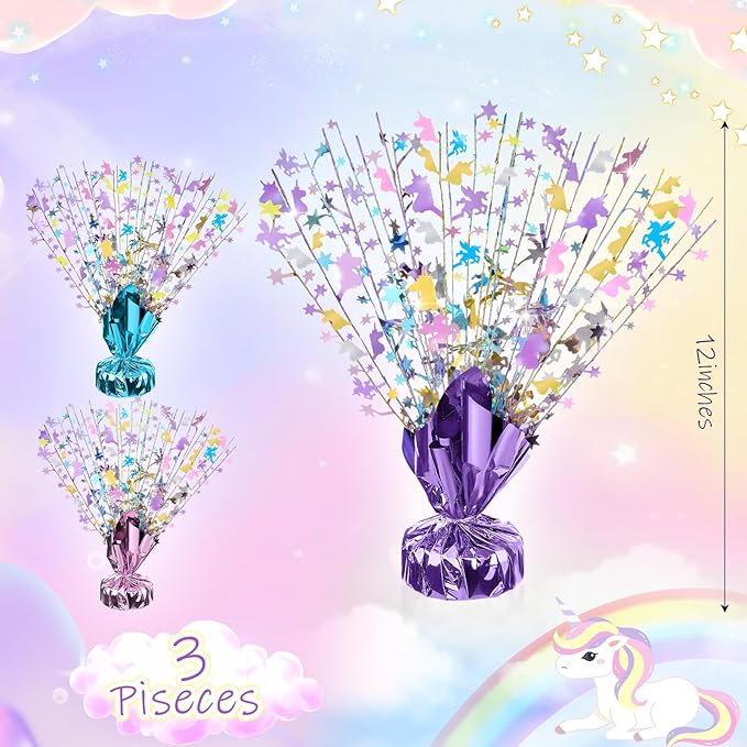 3 Pcs Unicorn Table Decorations Rainbow Metallic Gleam Foil Spray