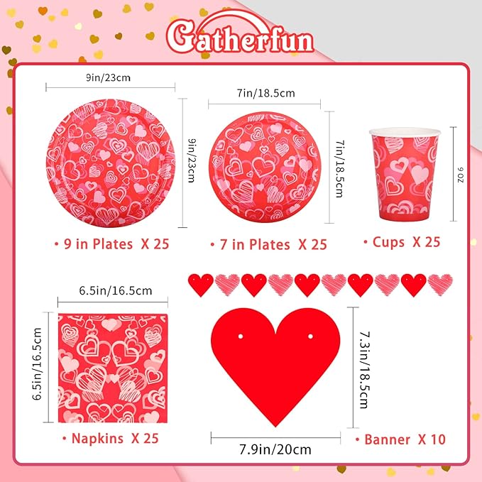 Valentine's Day Party Supplies Hot Heart Love Disposable Paper