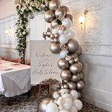 Champagne Gold and White Balloons, 60Pcs Beige White Sand Metallic