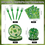 St Patrick's Day Tableware Set 96 Pcs Lucky Green Shamrock