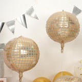 Disco Ball Balloons 4PC,Foil Disco Balloons 22 Inch 4D Round White