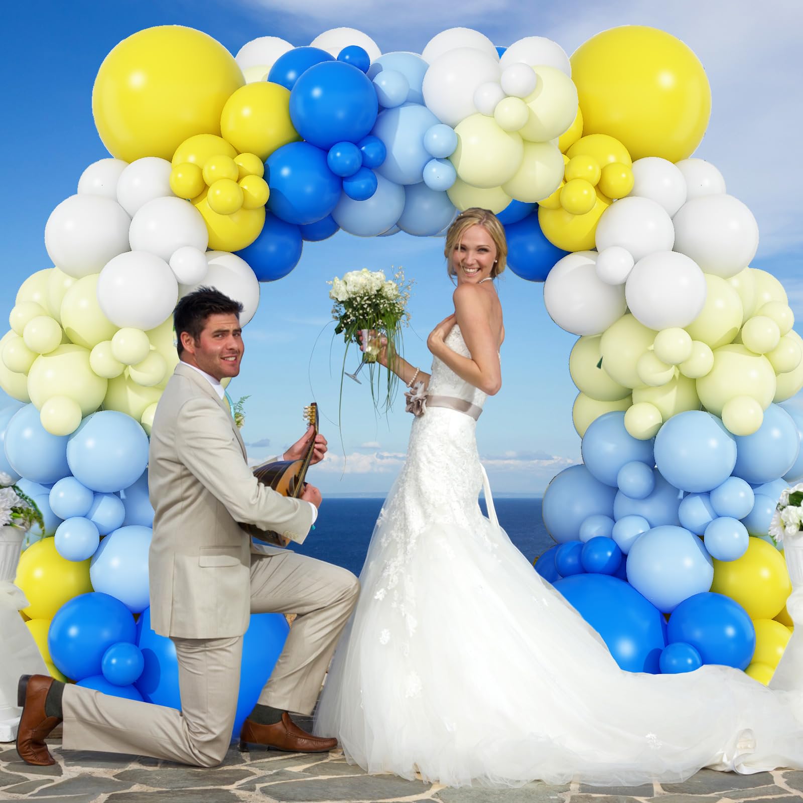 Blue and Yellow Balloon Arch Kit, Pastel Yellow Blue Lemon Balloon