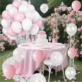 Pink Bow Balloons Light Pink and White Balloon 12inch Clear Bow