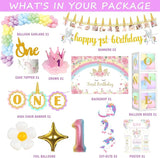 Unicorn 1st Birthday Decorations Girl's First Birthday Party Pack