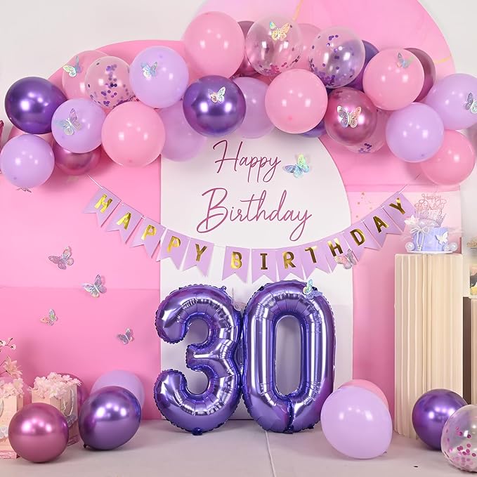 30th Birthday Decorations for Her,Pink Purple 30th Birthday