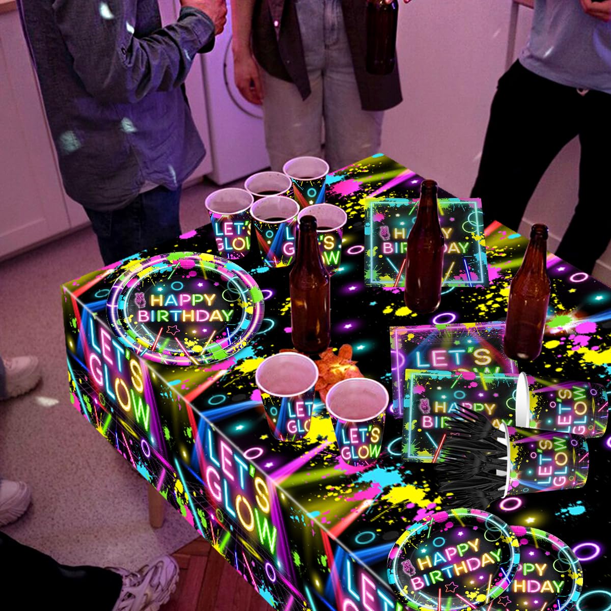 Neon Party Supplies,142Pcs Let Glow Party Decorations Including