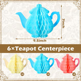 Wettarn 6 Pcs Floral Tea Party Decorations Spring Teapot Honeycomb