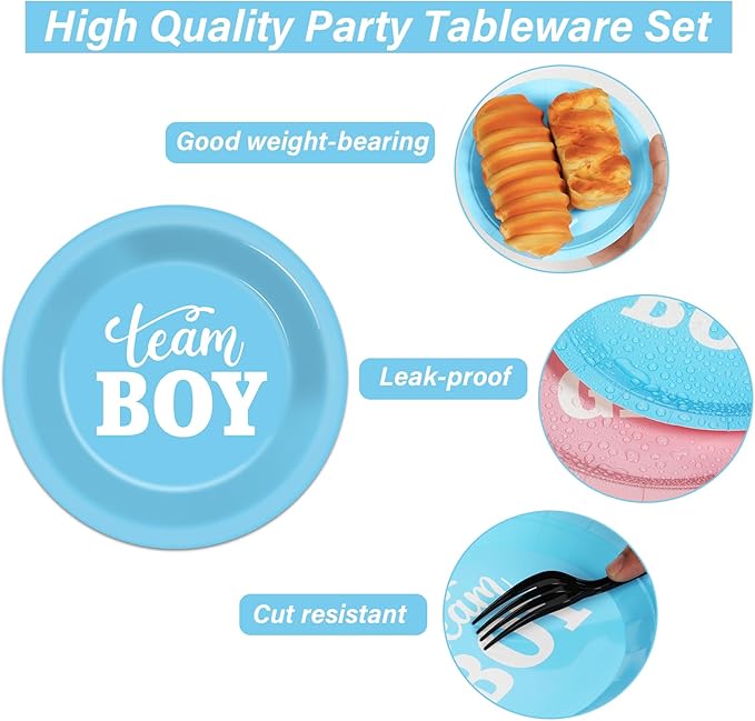48 Pcs Gender Reveal Plates Party Decorations Pink and Blue plates