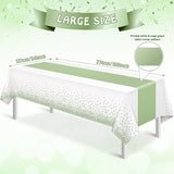 3Pcs White and Sage Green Tablecloth Decorations,Plastic White Table