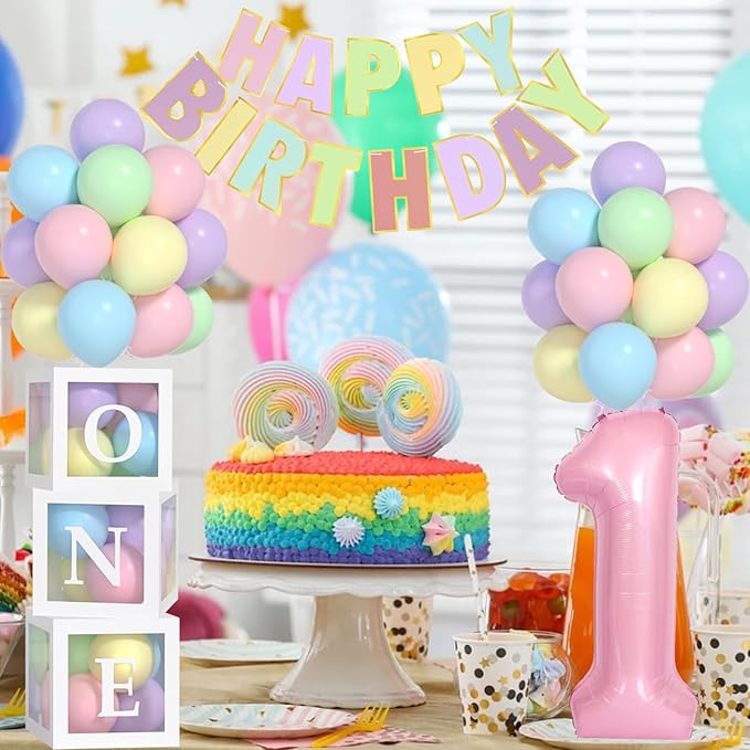 First Birthday Decorations For Girl 40 Inch Pink 1 Number Pastel