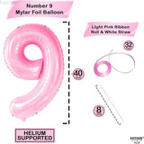 KatchOn, Giant Light Pink Number 9 Balloon - 40 Inch | Foil 9