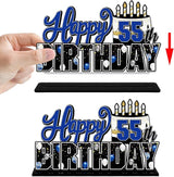LINGTEER Happy 55th Birthday Blue Acrylic Table Topper Centerpieces
