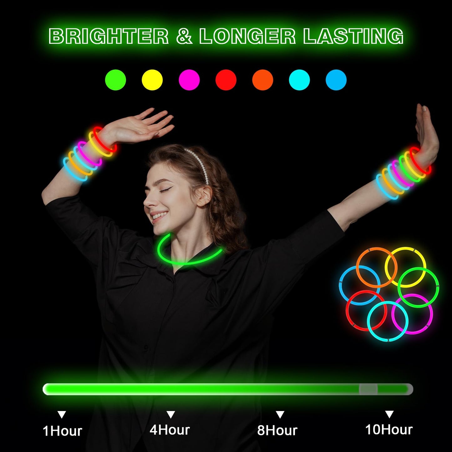 JICUICUI Glow Sticks Bulk Party Pack- Ultra Bright 500PRO Glow in the