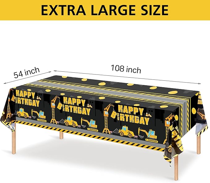 Tatuo Construction Happy Birthday Tablecloth Dump Truck Birthday