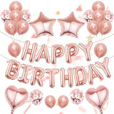 52 Pcs Rose Gold Birthday Decorations Rose Gold Balloons Happy