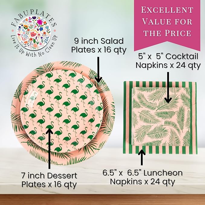 Tropical Luau Party Paper Plate and Napkin Set Premium Quality 80