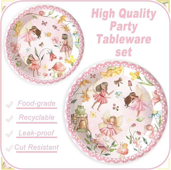 120PCS Fairy Party Supplies for Girls 1st 2rd First Birthday Fairies