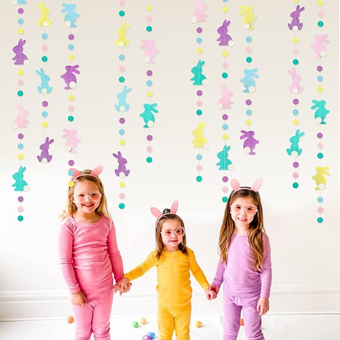 Easter Party Decorations Pastel Easter Bunny Circle Dot Garland