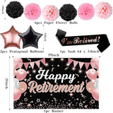 22Pcs Rose Gold Retirement Party Decorations for Women Happy