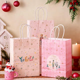 24 Pcs Pink Christmas Party Favors Gift Goodie Bags with Handles