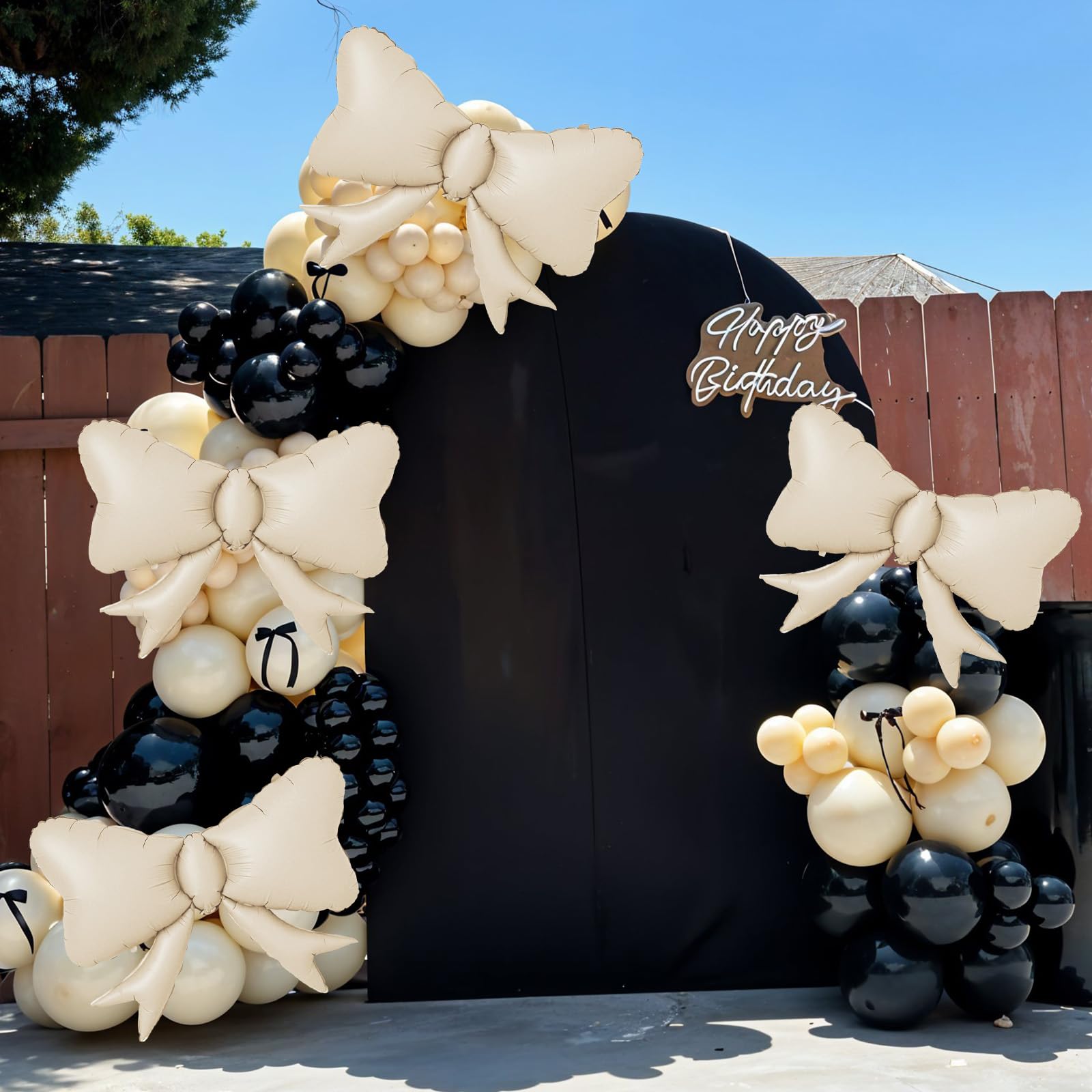 5pcs White Bow Balloon, Cream White Bows Balloons, Ivory Giant Bow