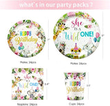 Wild One Birthday Decorations for Girl Tableware Jungle Safari