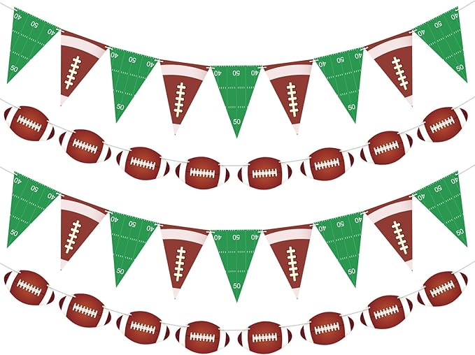 4 PCS Football Party Decorations Football Banner Flags Football Paper