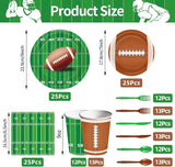 175 Pcs Football Tableware Set Serves 25 Football Themed Disposable