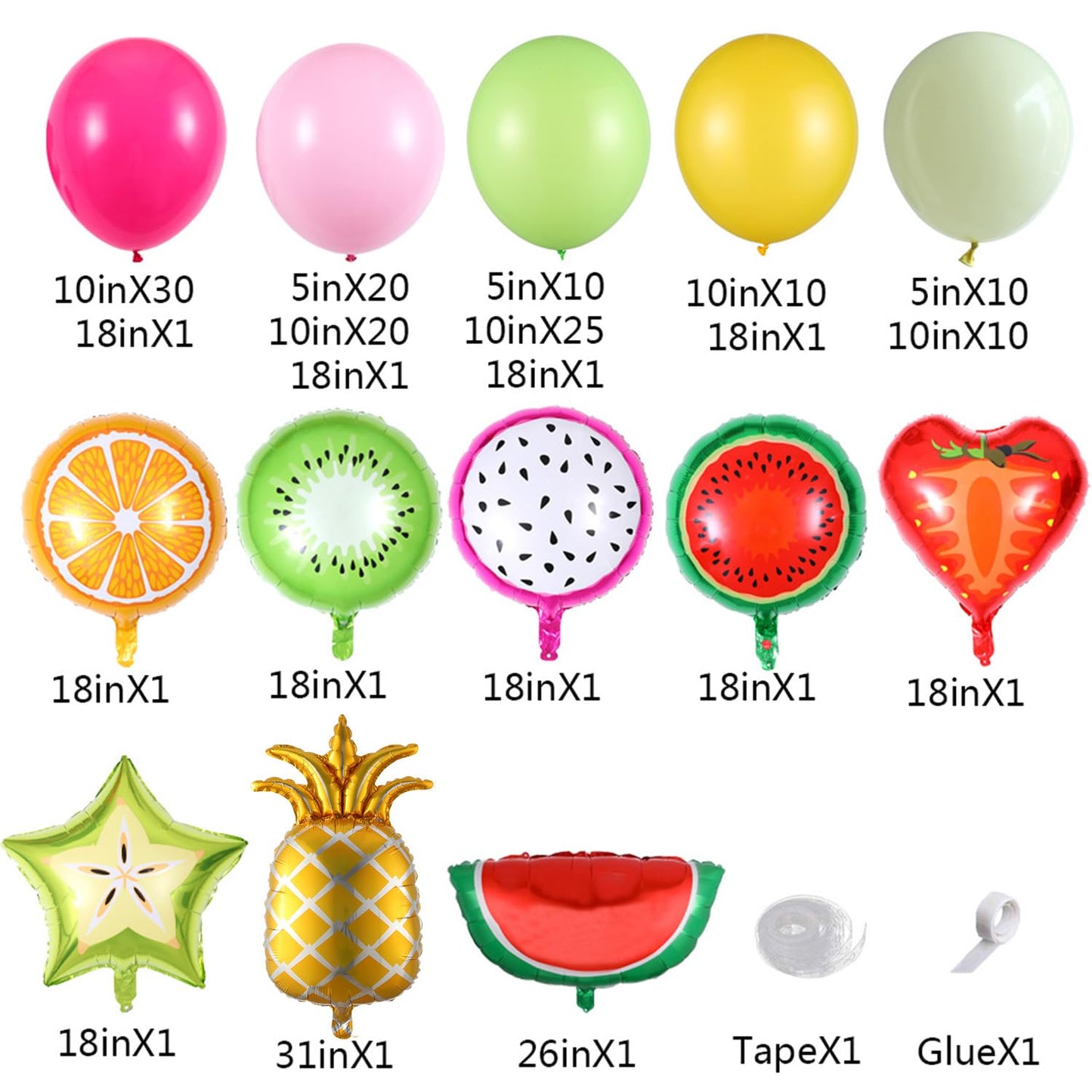 149pcs Twotti Fruity Balloon Arch Kit - Pastel Pink Yellow Green