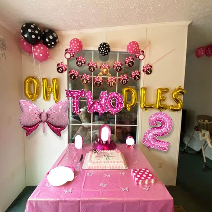 Oh Twodles Balloons Pink Second Birthday Cake Topper 2nd Banner
