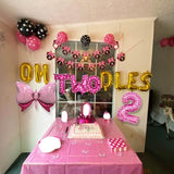 Oh Twodles Balloons Pink Second Birthday Cake Topper 2nd Banner