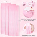 Voircoloria 3 Pack 3.3 x 8.2 ft Pasel Pink Foil Fringe Backdrop