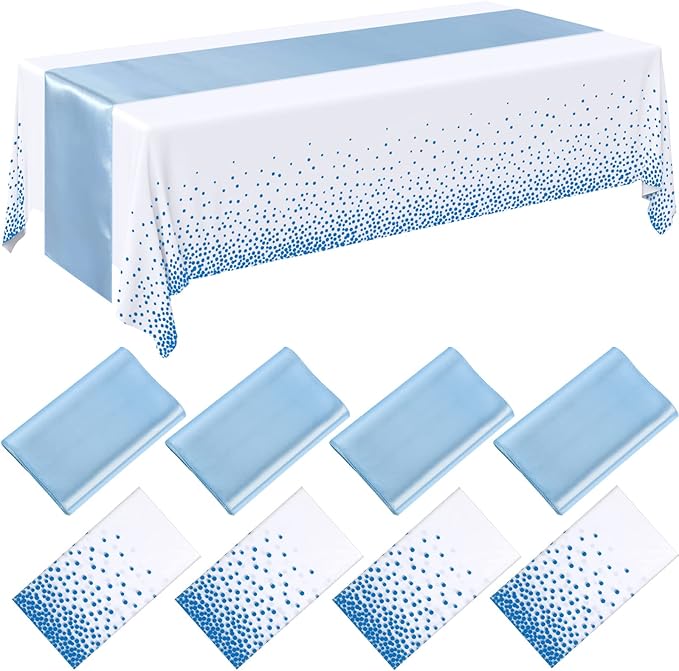 Breling 8 Pack Winter Baby Blue and White Disposable Plastic