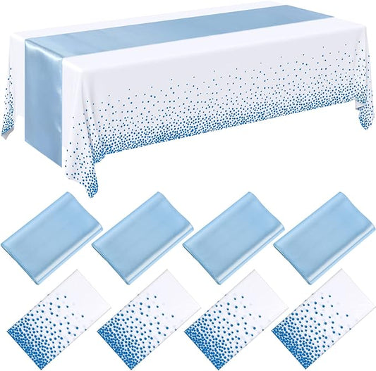 Breling 8 Pack Winter Baby Blue and White Disposable Plastic