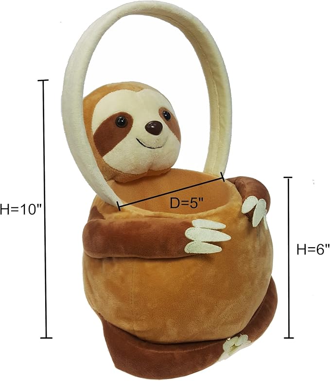 3D Sloth Plush Basket Easter Egg Hunting Basket Cute Animal Plush