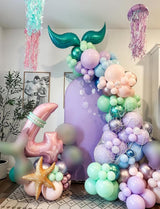 Mermaid Balloons - 12Inch Purple Pink Green Blue Balloons Glitter