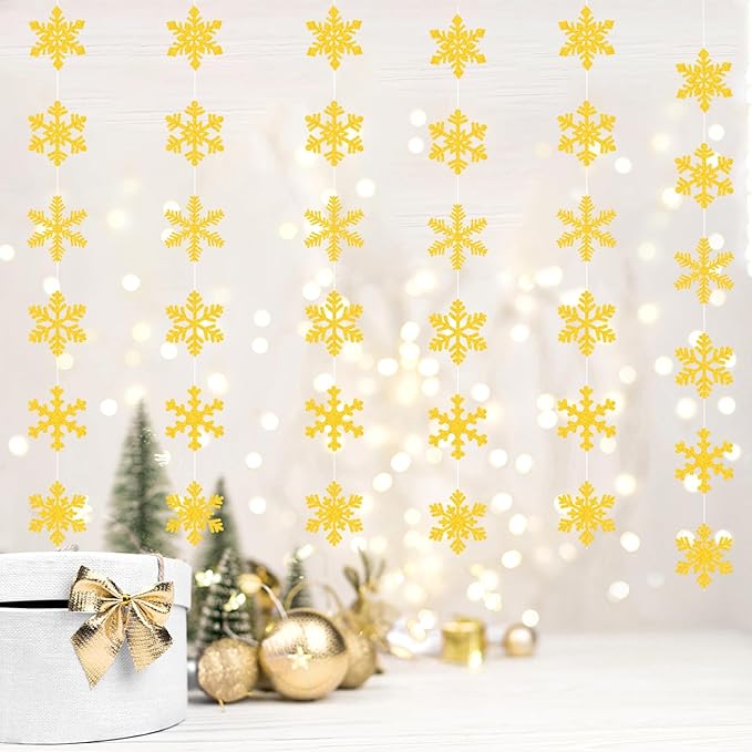 Gold Snowflake-Snow Christmas Party-Decorations Garland - 6pcs Winter